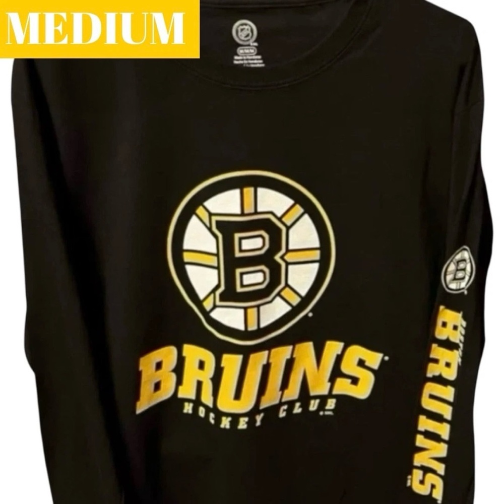 Mens Boston Bruins Long Sleeve Tee NHL Bruins LS “Bruins Hockey Club” T-Shirt MD